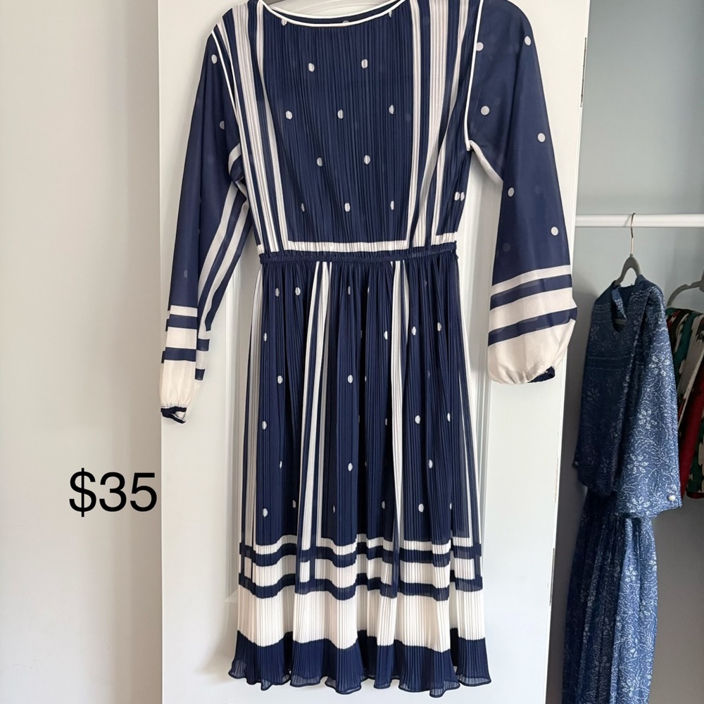 Navy and White Polka Dot Dress